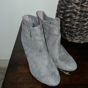 Dark grey heeled boots